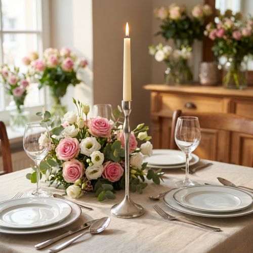 Candlestick antique silver H31cm | Floristik24.ie
