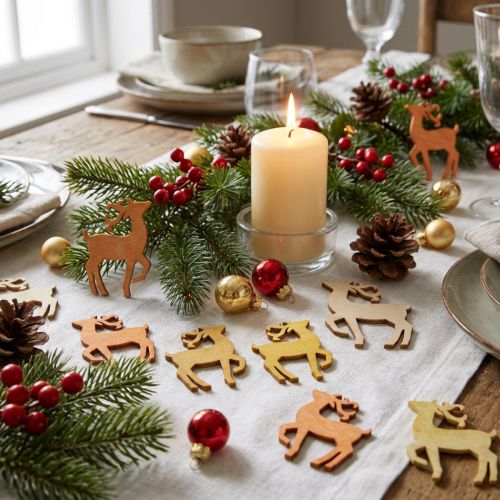 Scatter decoration Christmas wooden deer natural 4×3cm 72 pcs | Floristik24.ie