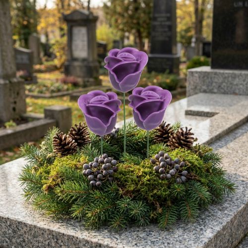 Artificial roses violet wax roses decorative roses wax Ø6cm 18 pcs | Floristik24.ie