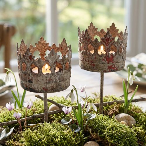 Tealight holder Ø4cm H9.5cm for sticking grey 4 pcs | Floristik24.ie