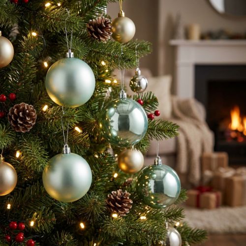 Christmas Ball Break-Resistant Light Green Assorted Ø10cm 4 Pcs | Floristik24.ie