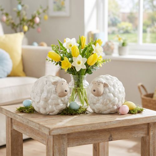 Decorative sheep as a friendly eye-catcher for living room and garden 11cm 2pcs | Floristik24.ie