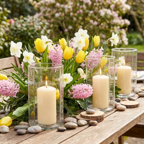 Candle holder glass lantern clear Ø9.5cm H15cm 6pcs | Floristik24.ie