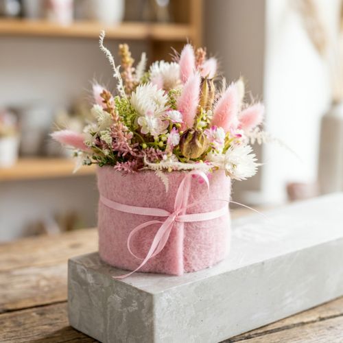 Felt ribbon 7.5cm x 5m pink | Floristik24.ie