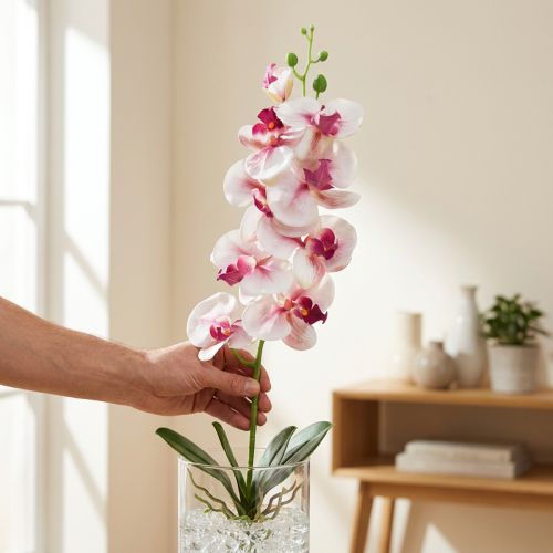 Product Orchid Phalaenopsis artificial 9 flowers white fuchsia 96cm