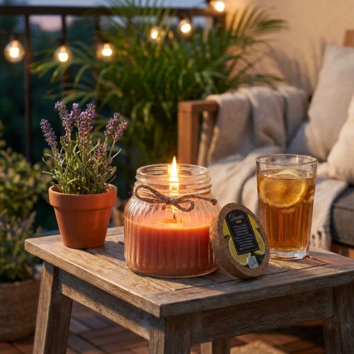 Scented candle in glass cork citronella candle brown H11,5cm | Floristik24.ie