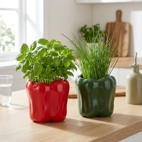 Red and Green Pepper Ceramic