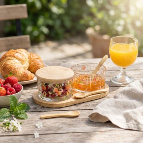 Tapas Set Peach Jam Jars on Tray 20×10×6.5cm | Floristik24.ie