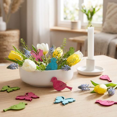 scatter wood bird butterfly assorted colors 2cm | Floristik24.ie