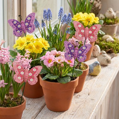 Butterfly on stick 8cm 18 pcs | Floristik24.ie