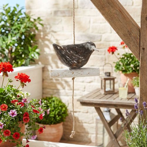 Product Hanging decoration summer wooden bird decoration brown natural white 118cm