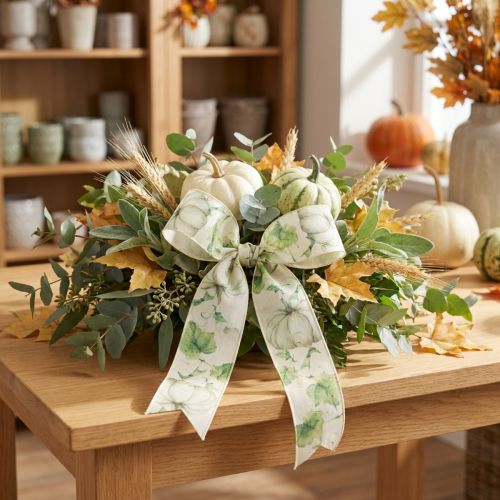 Gift ribbon pumpkin ribbon autumn green 40mm 15m | Floristik24.ie