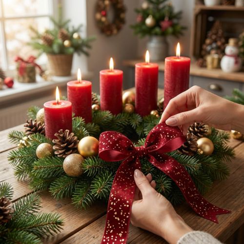 Decorative ribbon dark red with golden speckles 15mm 20m | Floristik24.ie