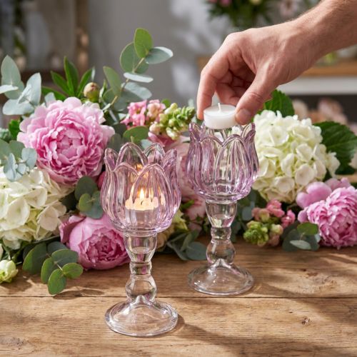 Tulip tealight holder, glass,