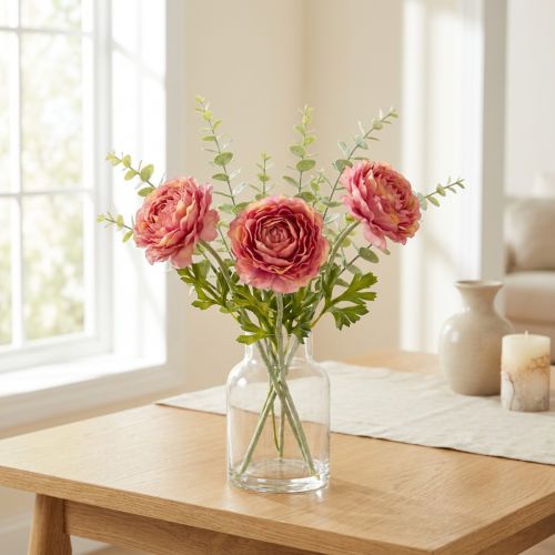 Artificial ranunculus as a bouquet for elegant and low-maintenance decoration, 51cm, 3 pieces | Floristik24.ie