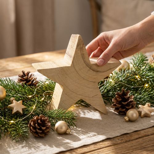 Decorative star made of wood Paulownia wooden star for standing 20cm | Floristik24.ie