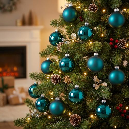Product Christmas bauble, matte and glossy, festive Christmas tree ornament, 6cm, 24 pieces