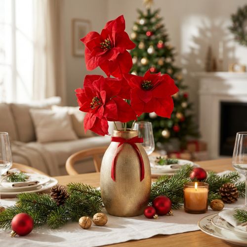 Magnificent Christmas Star - Poinsettia in Red – 46 cm 6pcs 2 bunch | Floristik24.ie