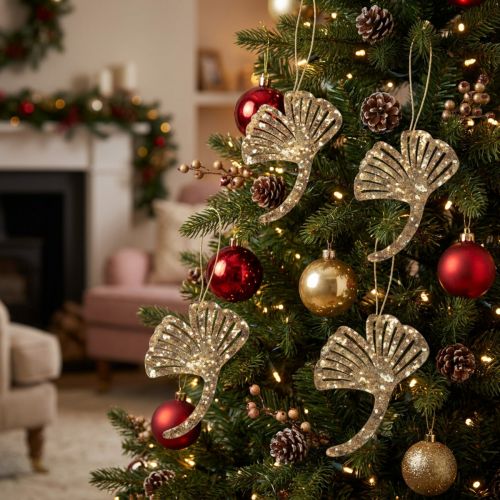 Deco hanger wood gingko deco gingko leaf gold 5x6.5cm 12 pieces | Floristik24.ie