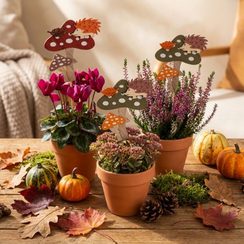 Flower Stick Fly Agaric Decoration Hedgehog Autumn Decoration 8cm 12 Pcs | Floristik24.ie