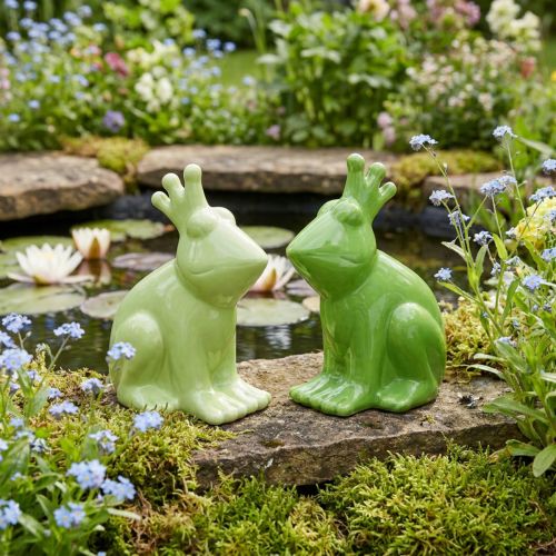 Product Decorative frog ceramic, frog prince couple summer decoration 13×8×16cm 2pcs