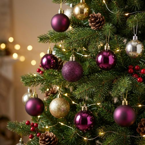 Mini Christmas Balls Purple Plastic Ø3cm H3.5cm 14 pcs | Floristik24.ie