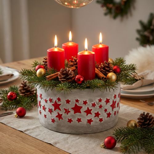 Planter bowl for Advent, planter with stars, concrete decoration Ø20cm H11cm | Floristik24.ie