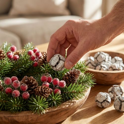 Cypress cones 3cm White washed 500g | Floristik24.ie