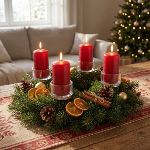 Candle holder with glass silver 4 pcs | Floristik24.ie