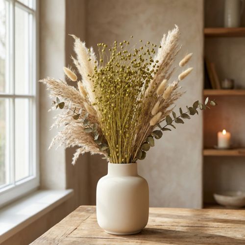 Decorative Flax Dried Flowers Olive Green 50g | Floristik24.ie