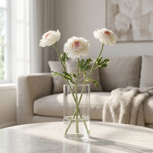 Product Artificial ranunculus with delicate blossoms for stylish and easy-care decoration, 51cm, 3 pieces.