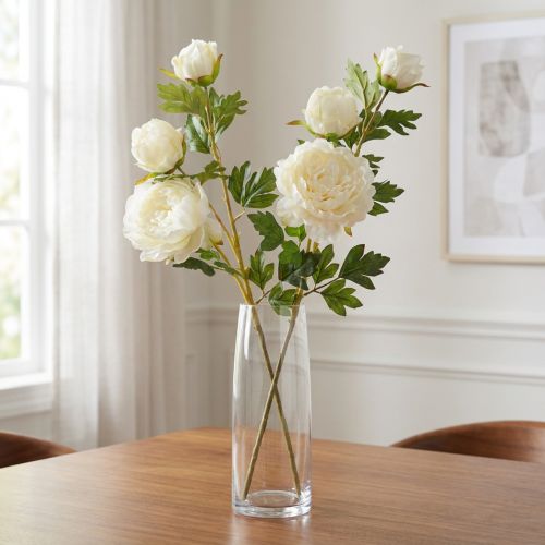 Artificial Peonies with 3 Flowers White Cream 81cm 2pcs | Floristik24.ie