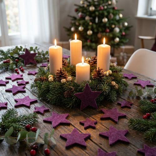 Scatter Decoration Stars Flocked Velvet Stars Purple Berry 4/5cm 40 Pcs | Floristik24.ie