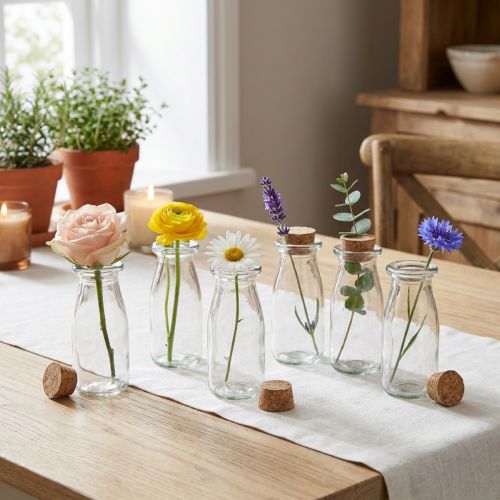 Product Mini vases glass vases with corks H13.5cm Ø5.5cm 6pcs
