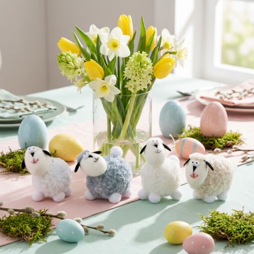 Easter decoration sheep table decoration decorative sheep figures 7.5cm 4pcs | Floristik24.ie