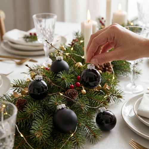 Black Christmas balls glass mini matt gloss Ø3cm 22 pcs | Floristik24.ie