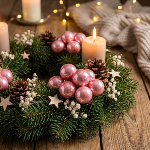 Mini Christmas balls on wire Ø20mm glass pink 140p | Floristik24.ie