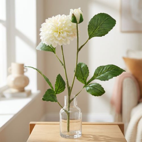 Dahlia Artificial Flowers Cream Green 2 Flowers 60cm | Floristik24.ie