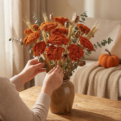 Achillea Orange dried flowers, yarrow, 45-60cm, 1kg | Floristik24.ie
