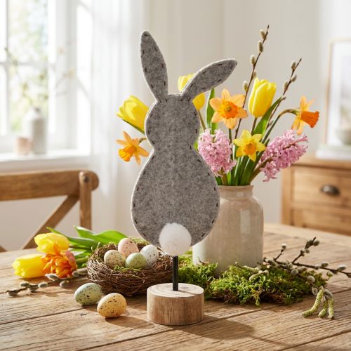 Stand table decoration Easter bunny decoration felt gray 50cm | Floristik24.ie