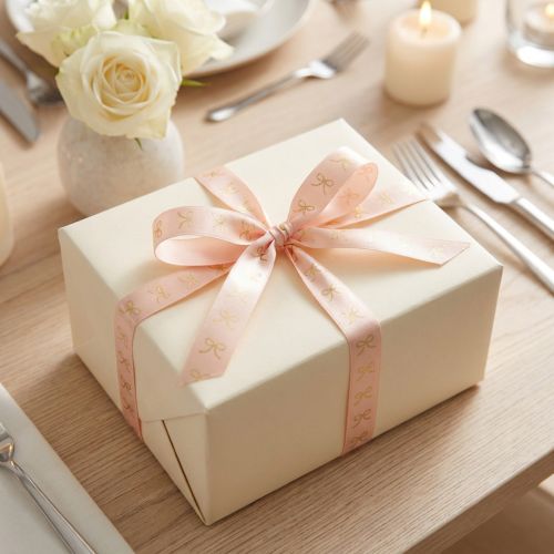 Product Gift ribbon with gold bows 15mm 18m