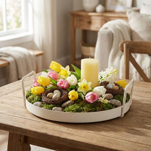 Product Tray with practical handles, vintage look, for versatile decorating ideas with flowers and natural materials, 30cm