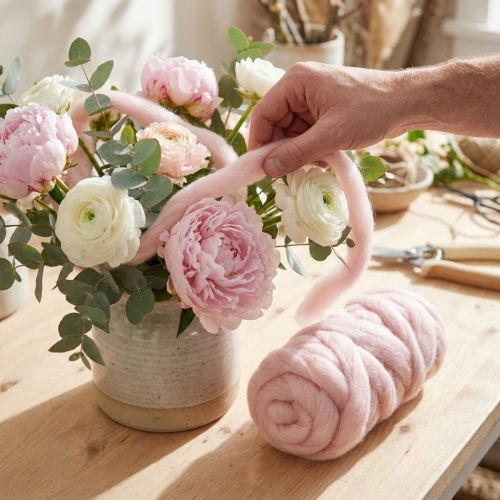Lunte Pink Wool Lunte Natural
