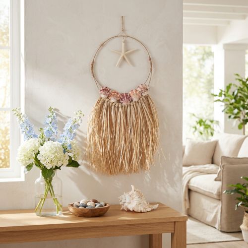 Maritime wall decoration with real starfish Ø26.5cm H65cm | Floristik24.ie