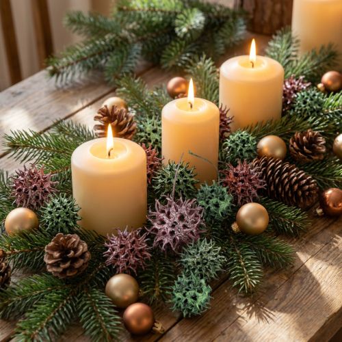 Sweetgum cone decoration green berry frosted natural decoration 500g | Floristik24.ie
