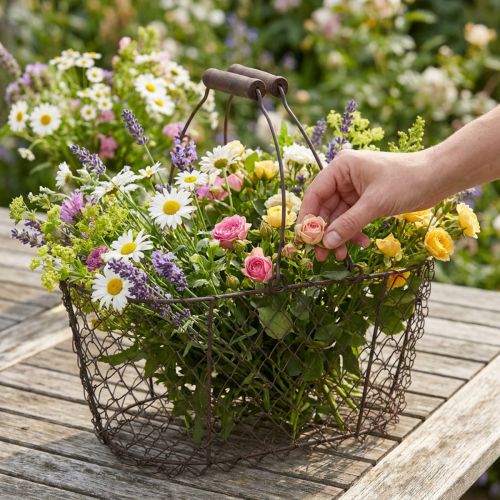 Wire basket oval with handle 27x16.5cm H13.5cm brown | Floristik24.ie