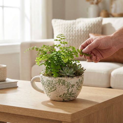 Ceramic plant pot with floral pattern, room decoration, 18cm | Floristik24.ie