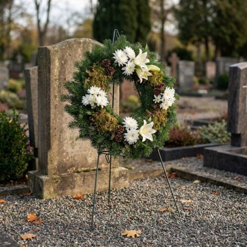 Dark green wreath stand – for smaller wreaths up to 50cm in diameter | Floristik24.ie