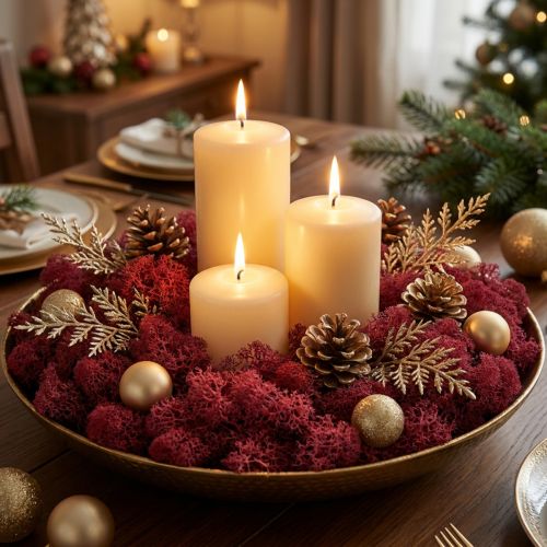 Decorative moss Red Bordeaux Reindeer moss for handicrafts 400g | Floristik24.ie
