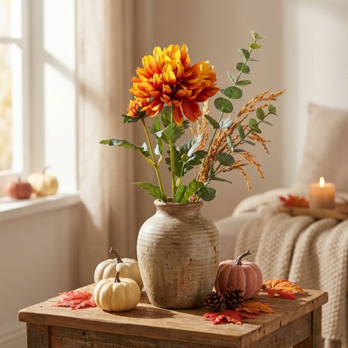 Artificial flowers decoration dahlias artificial flowers orange 62cm | Floristik24.ie